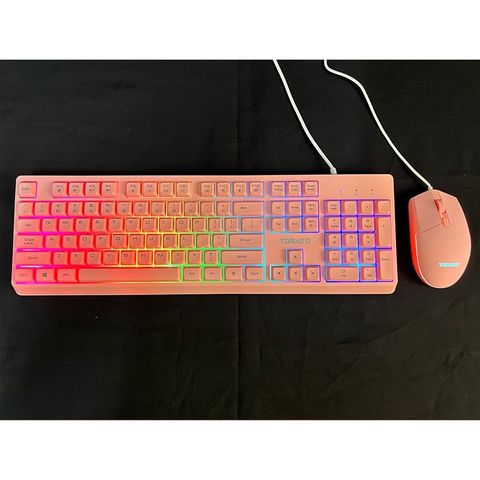 Combo Bàn Phím Chuột Giả Cơ Tomato S100 (Hồng) RGB Có Dây
