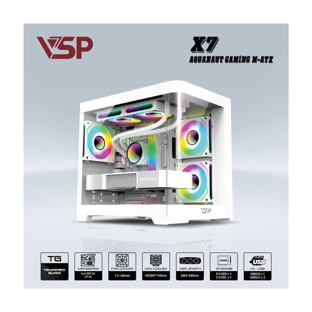 Vỏ Case AQUANAUT PRO GAMING X7 M-ATX/ITX Trắng