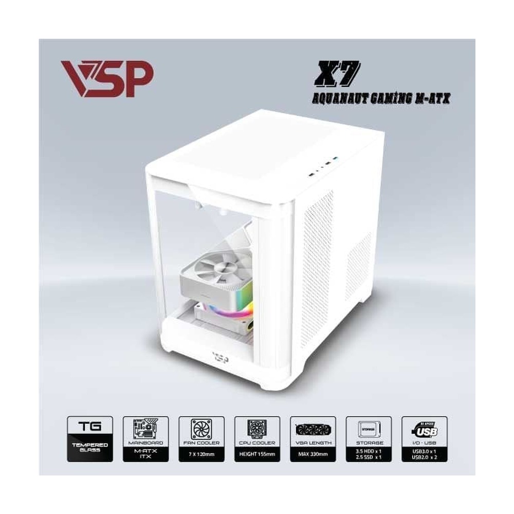 Vỏ Case AQUANAUT PRO GAMING X7 M-ATX/ITX Trắng