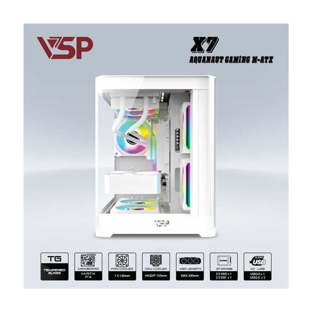 Vỏ Case AQUANAUT PRO GAMING X7 M-ATX/ITX Trắng
