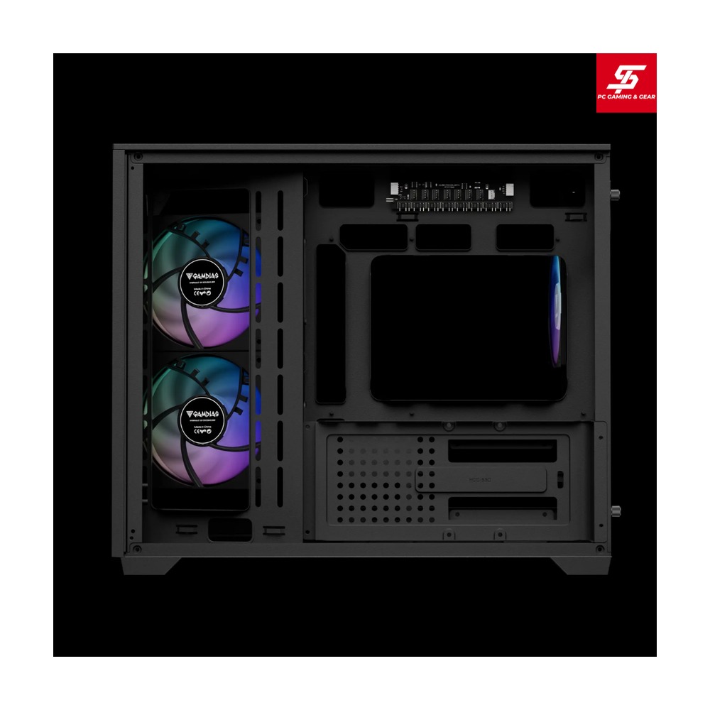 Vỏ Case Gamdias ATLAS M3M M-ATX Đen Sẵn 3 Fan ARGB