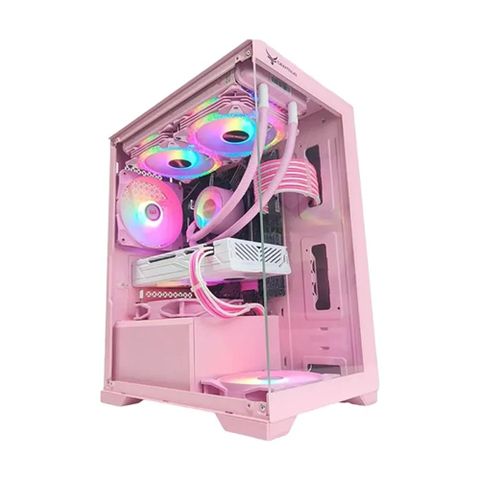 Vỏ Case Centaur Lumix M-ATX Hồng Kèm 3 Fan RGB