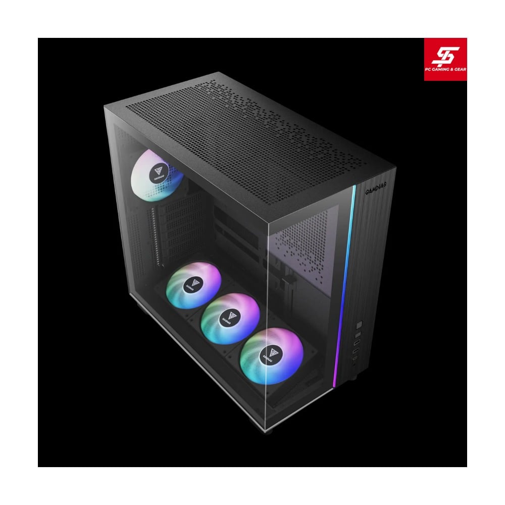 Vỏ Case Gamdias ATLAS M4 ATX Đen Sẵn 4 Fan ARGB