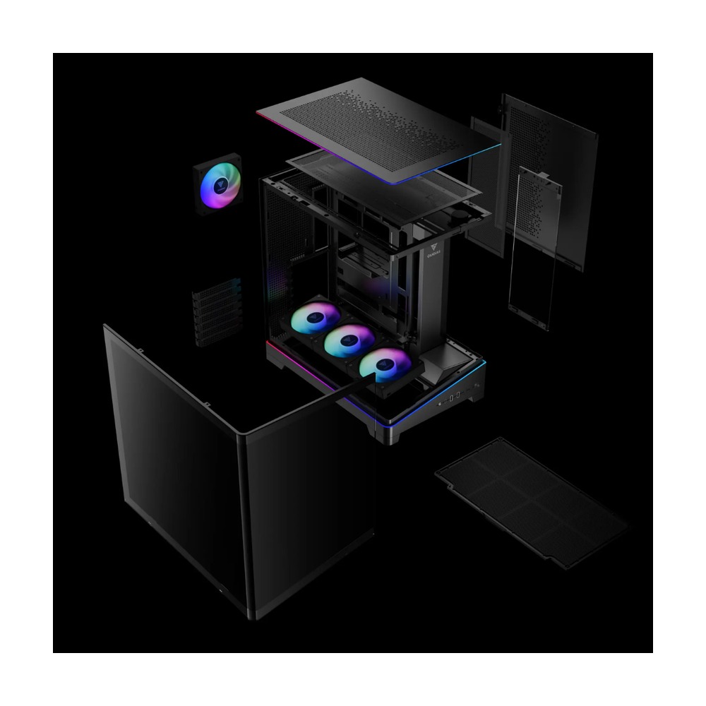 Vỏ Case Gamdias ATLAS P6 CG ATX Đen Sẵn 4 Fan ARGB