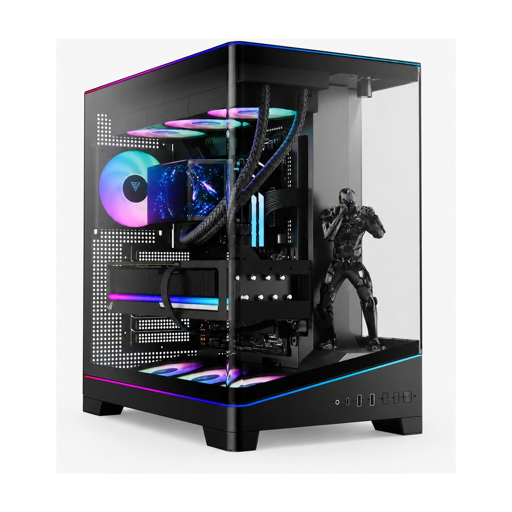 Vỏ Case Gamdias ATLAS P6 CG ATX Đen Sẵn 4 Fan ARGB