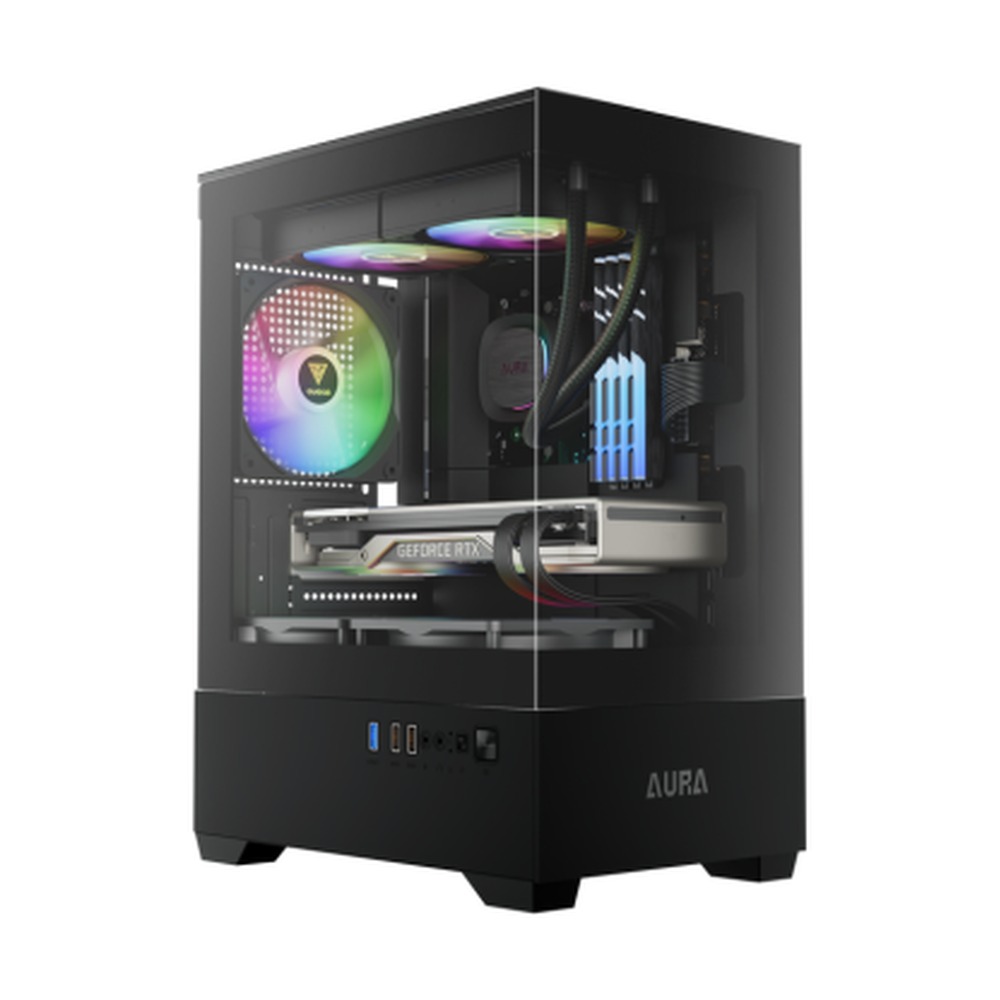 Vỏ Case GAMDIAS AURA GC9M ELITE sẵn 3 Fan ARGB Đen