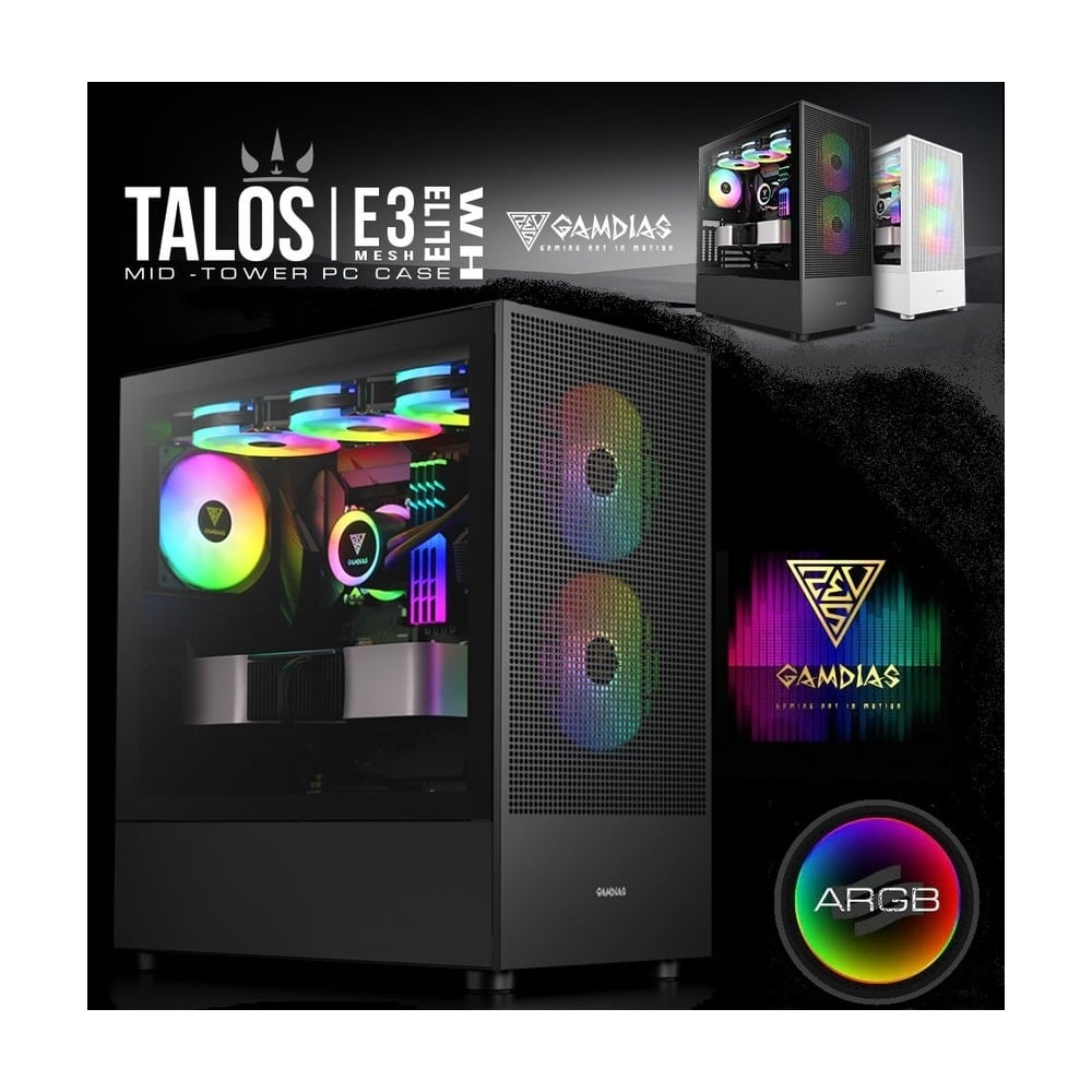 Vỏ Case GamdiasTALOS E3 MESH ELITE Đen