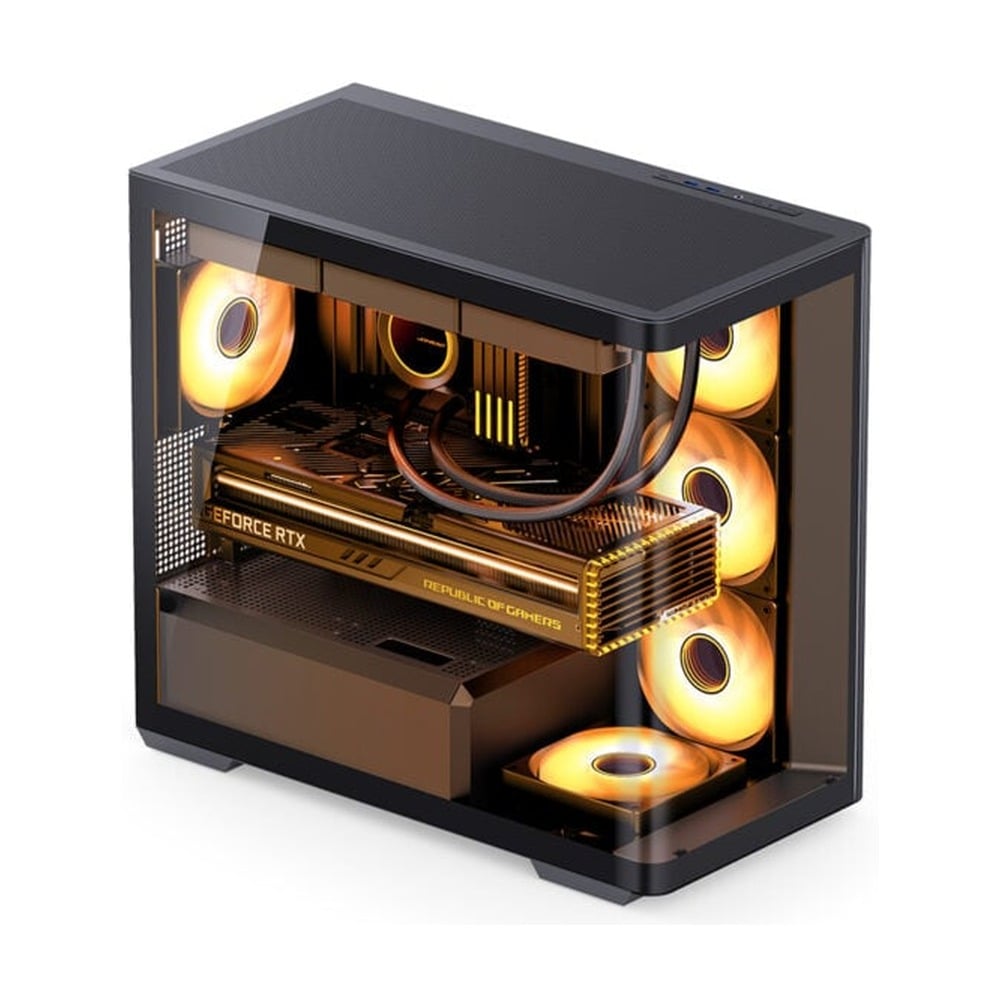 Vỏ Case Jonsbo D300 M-ATX Đen Kính Cong