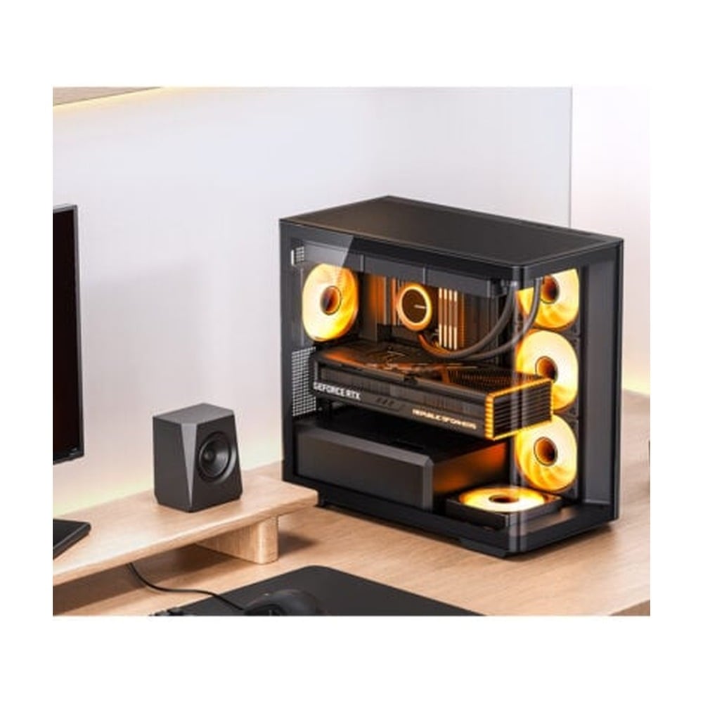 Vỏ Case Jonsbo D300 M-ATX Đen Kính Cong