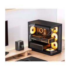 Vỏ Case Jonsbo D300 M-ATX Đen Kính Cong