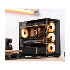 Vỏ Case Jonsbo D300 M-ATX Đen Kính Cong