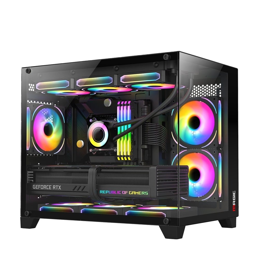 Vỏ Case Magic Aqua M Ultra Pro Full Micro ATX/AIO 360 Top Đen