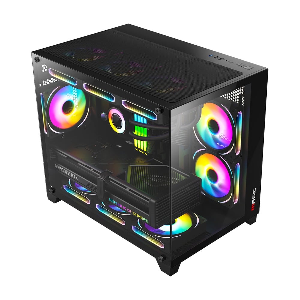 Vỏ Case Magic Aqua M Ultra Pro Full Micro ATX/AIO 360 Top Đen