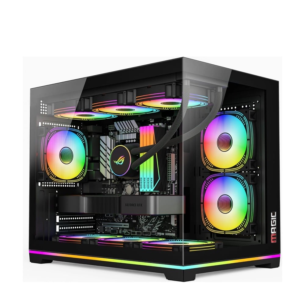 Vỏ Case MAGIC GM-06L PRO M-ATX, SẴN DẢI LED RGB OR ARGB Đen