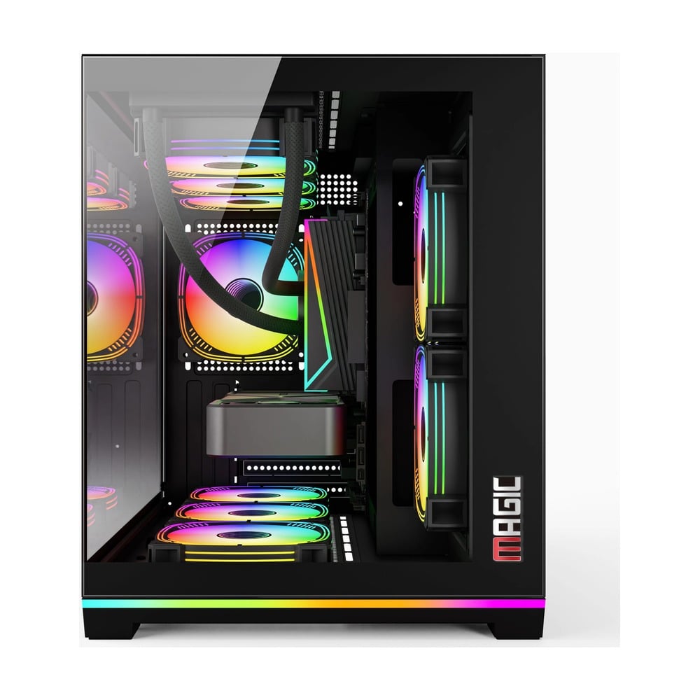 Vỏ Case MAGIC GM-06L PRO M-ATX, SẴN DẢI LED RGB OR ARGB Đen