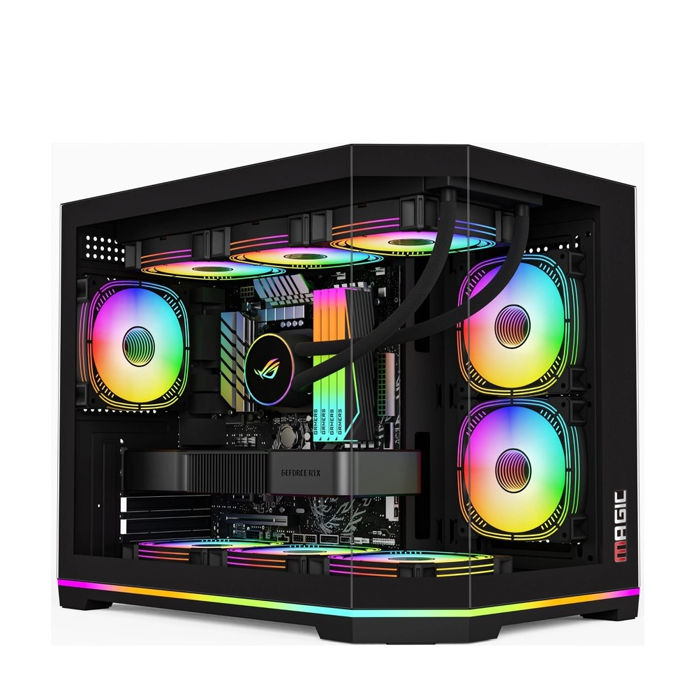 Vỏ Case MAGIC GM-08L PRO M-ATX, SẴN DẢI LED RGB OR ARGB Đen