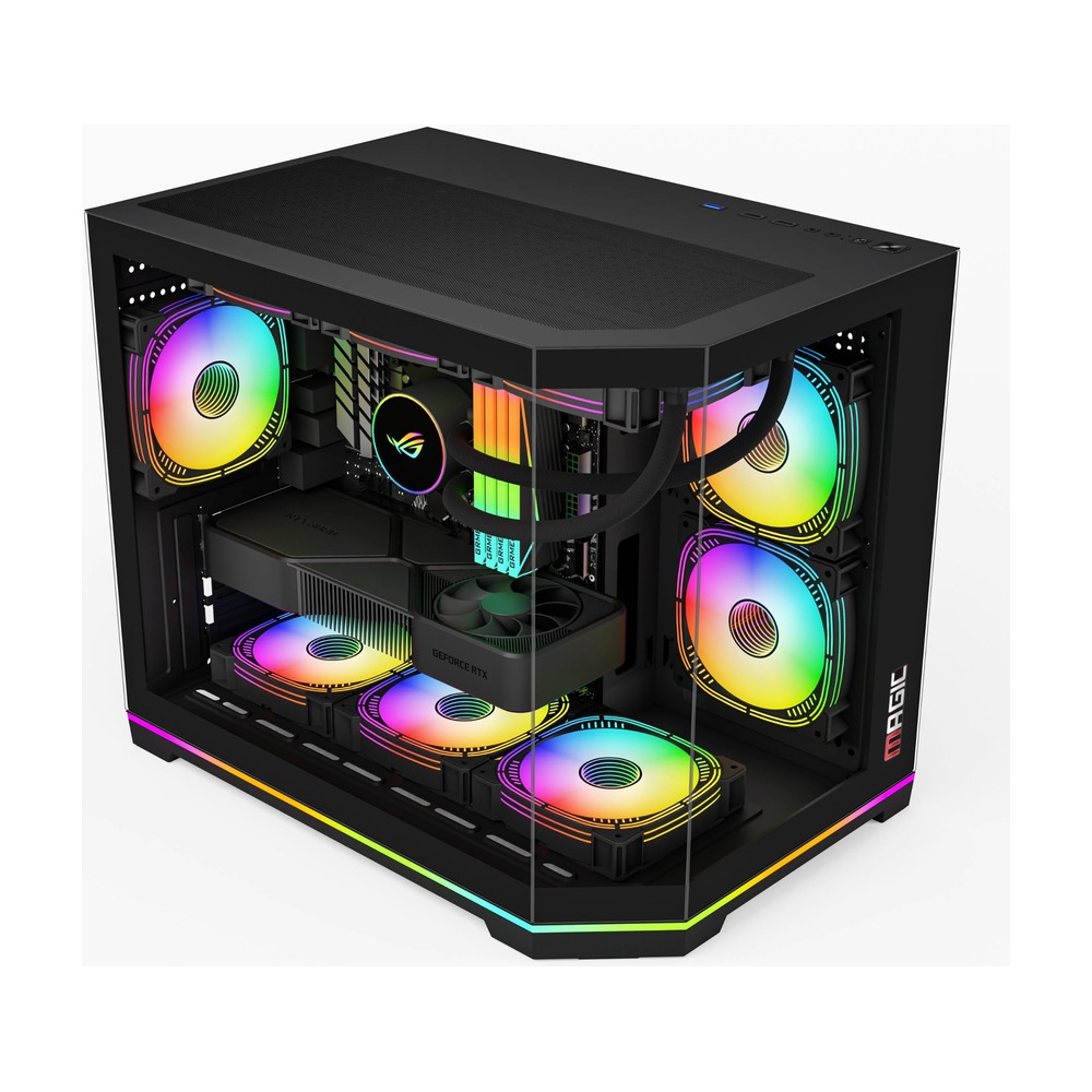 Vỏ Case MAGIC GM-08L PRO M-ATX, SẴN DẢI LED RGB OR ARGB Đen