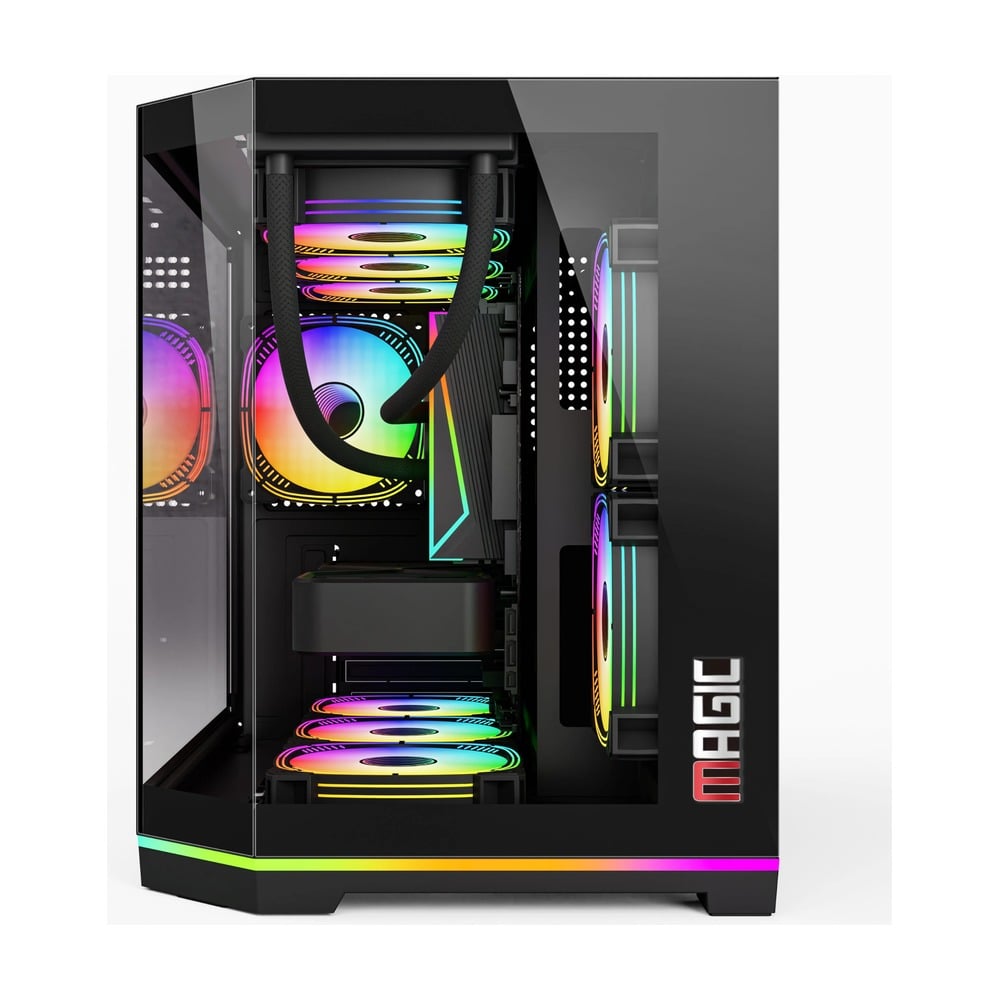 Vỏ Case MAGIC GM-08L PRO M-ATX, SẴN DẢI LED RGB OR ARGB Đen