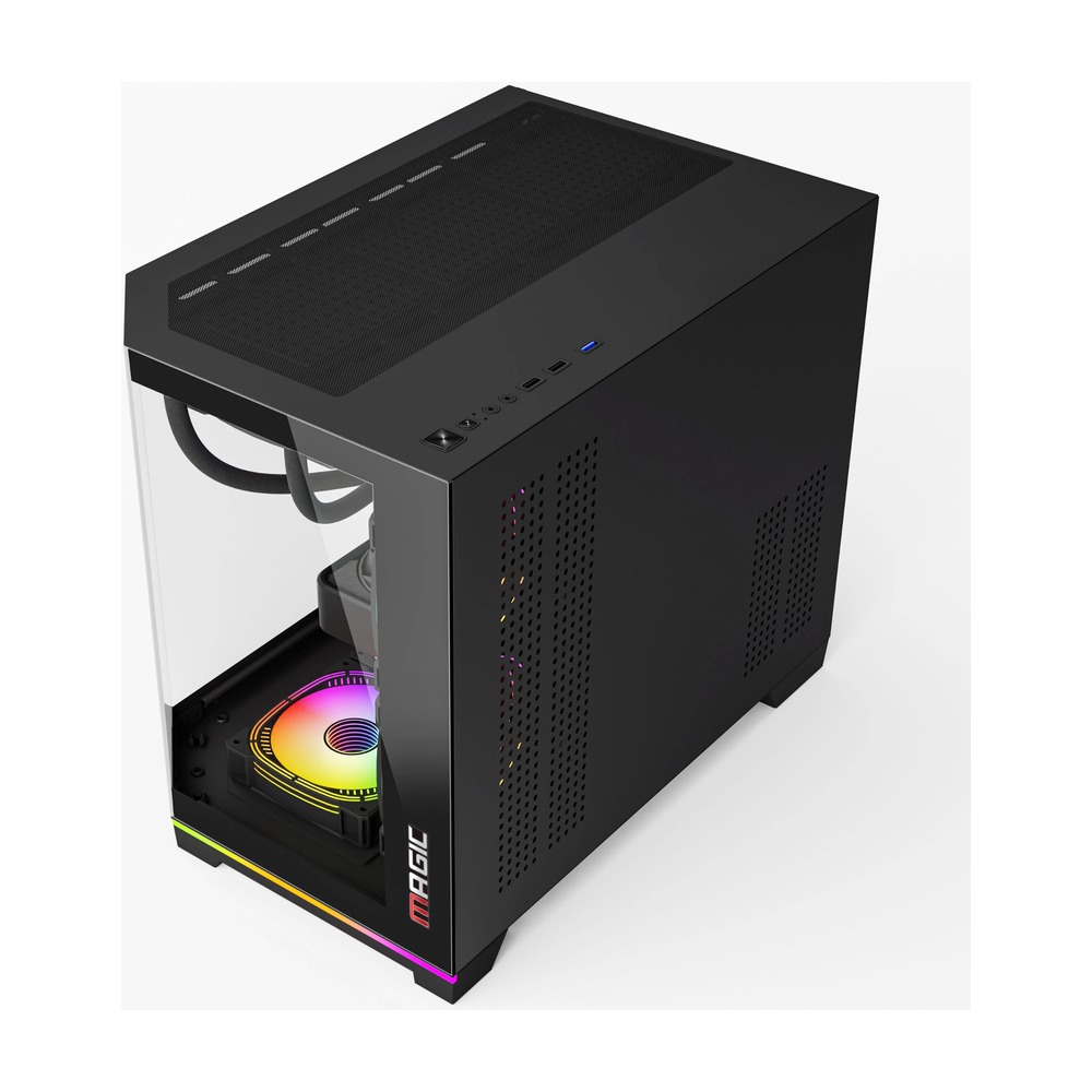 Vỏ Case MAGIC GM-08L PRO M-ATX, SẴN DẢI LED RGB OR ARGB Đen