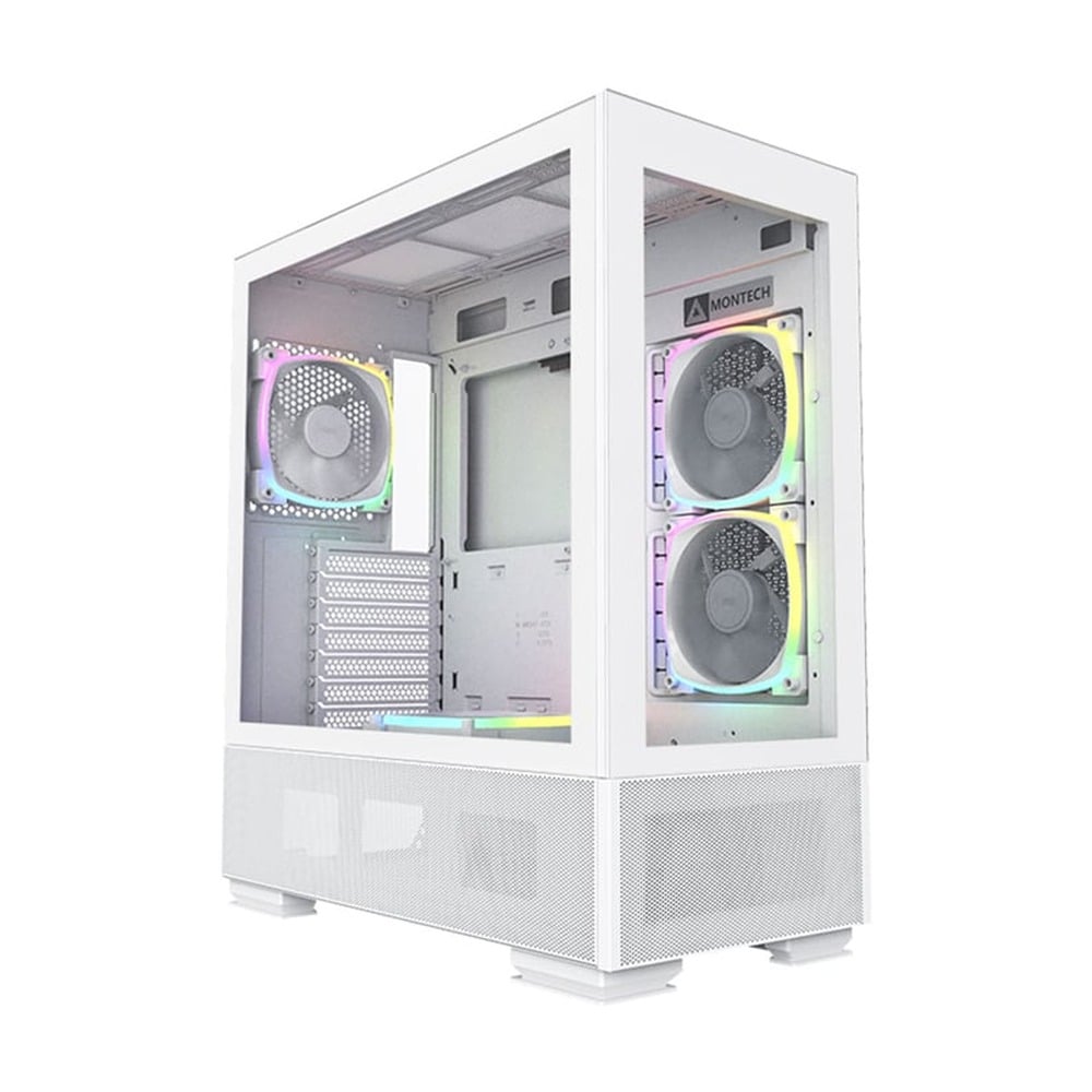 Vỏ Case MONTECH SKY TWO ATX/Mid Tower Trắng Kèm sẵn 4 Fan RGB