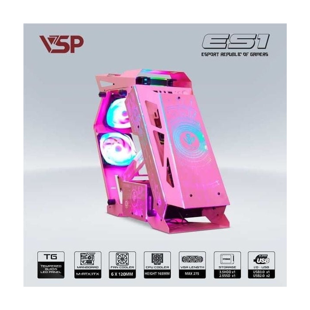 Vỏ Case VSP ESPORT ROG ES1 M-ATX/ITX Hồng