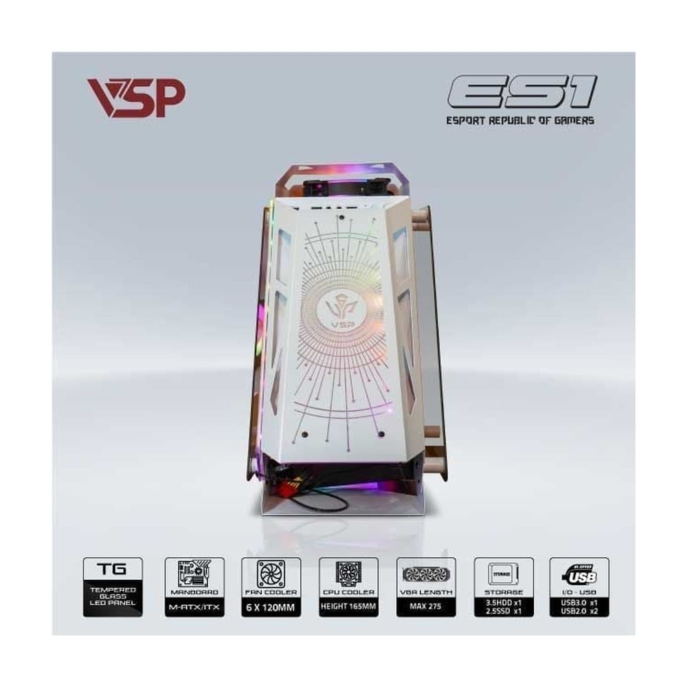 Vỏ Case VSP ESPORT ROG ES1 M-ATX/ITX Trắng