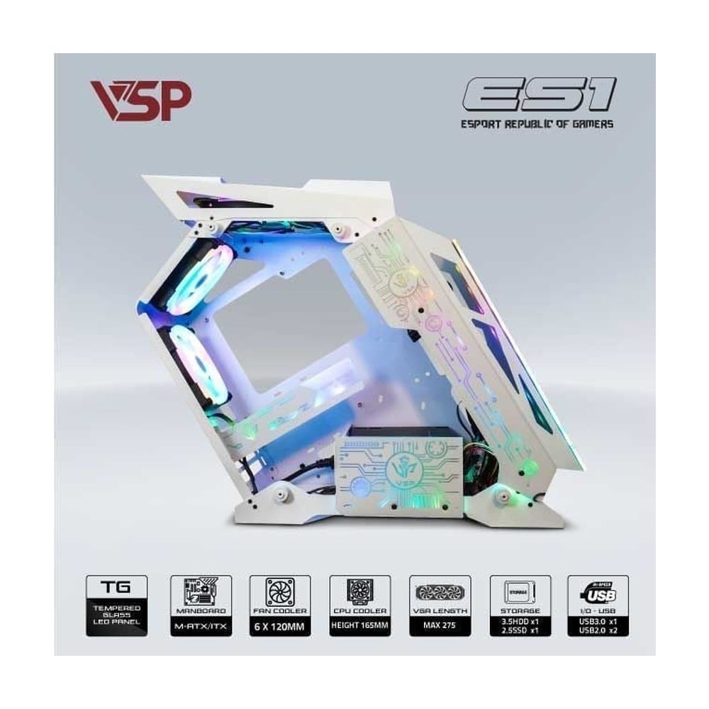 Vỏ Case VSP ESPORT ROG ES1 M-ATX/ITX Trắng