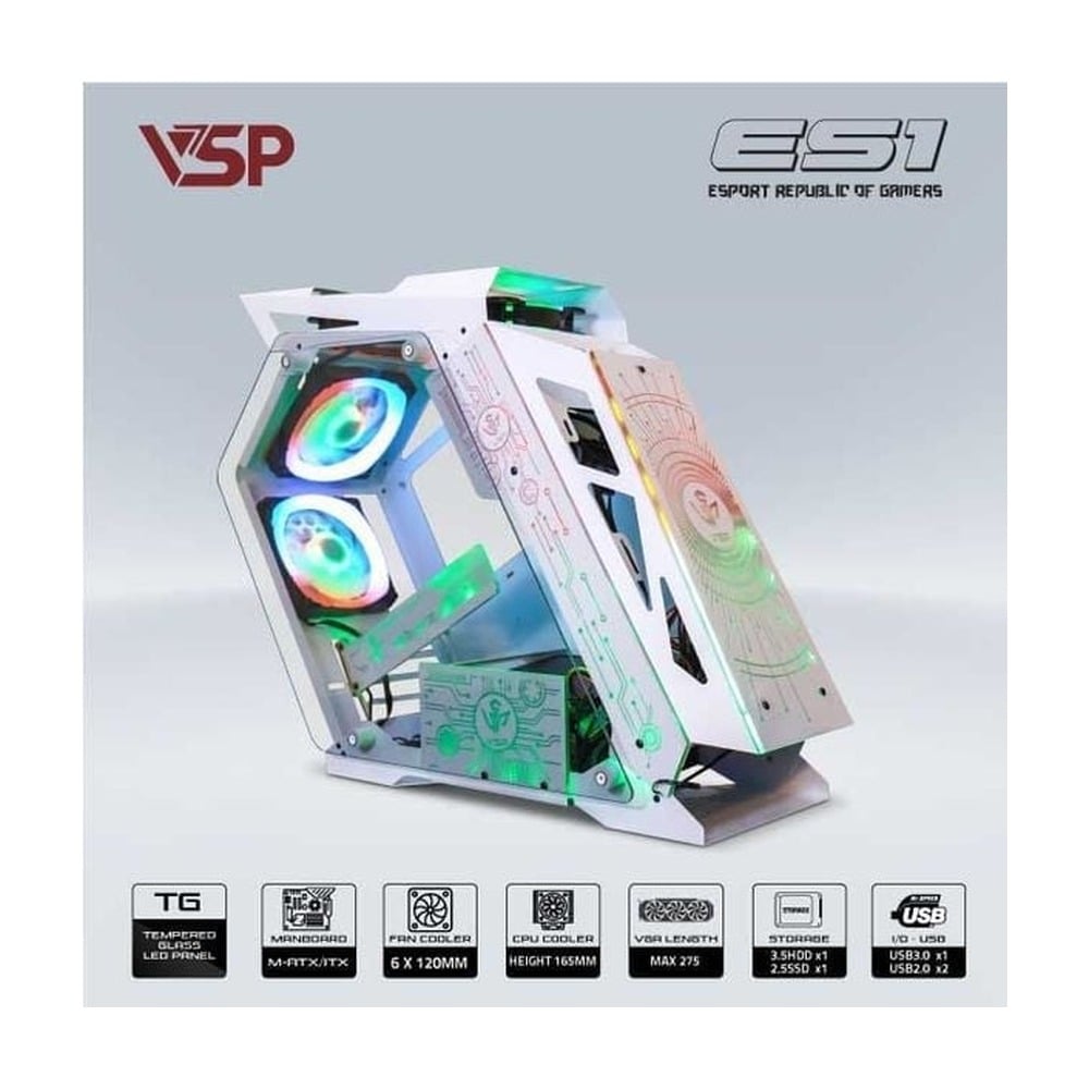 Vỏ Case VSP ESPORT ROG ES1 M-ATX/ITX Trắng