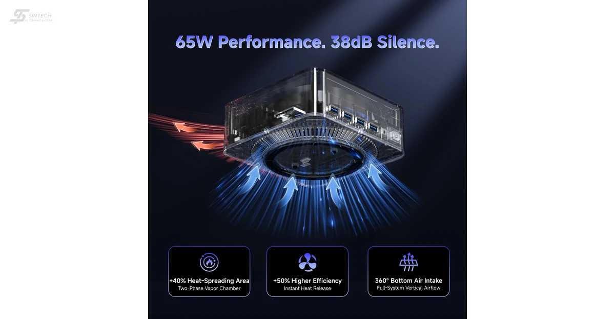 Kiến trúc tản nhiệt V-Cooling của VZMore với buồng hơi và hút gió đáy