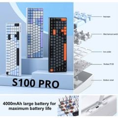 BÀN PHÍM CƠ GAMING AULA S100 PRO (3411) 3 MODE  (Phiên bản Đen+xám+cam/ Red switch)