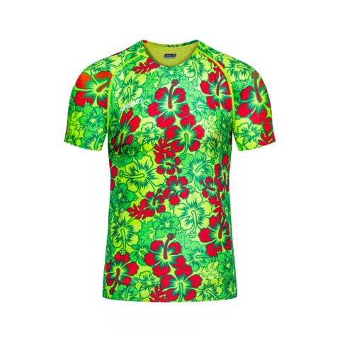 Áo thun thể thao không đường may họa tiết họa lá xanh