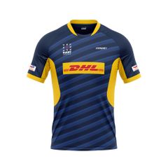 Áo Rugby thiết kế riêng họa tiết xanh vàng