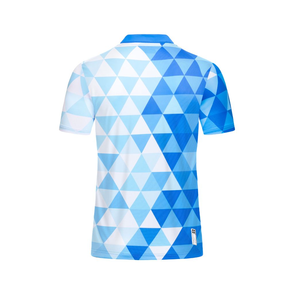 Áo Pickleball - Tennis polo họa tiết xanh ya phối trắng