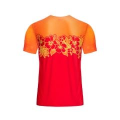 Áo thun thể thao không đường may họa tiết hoa lá đỏ