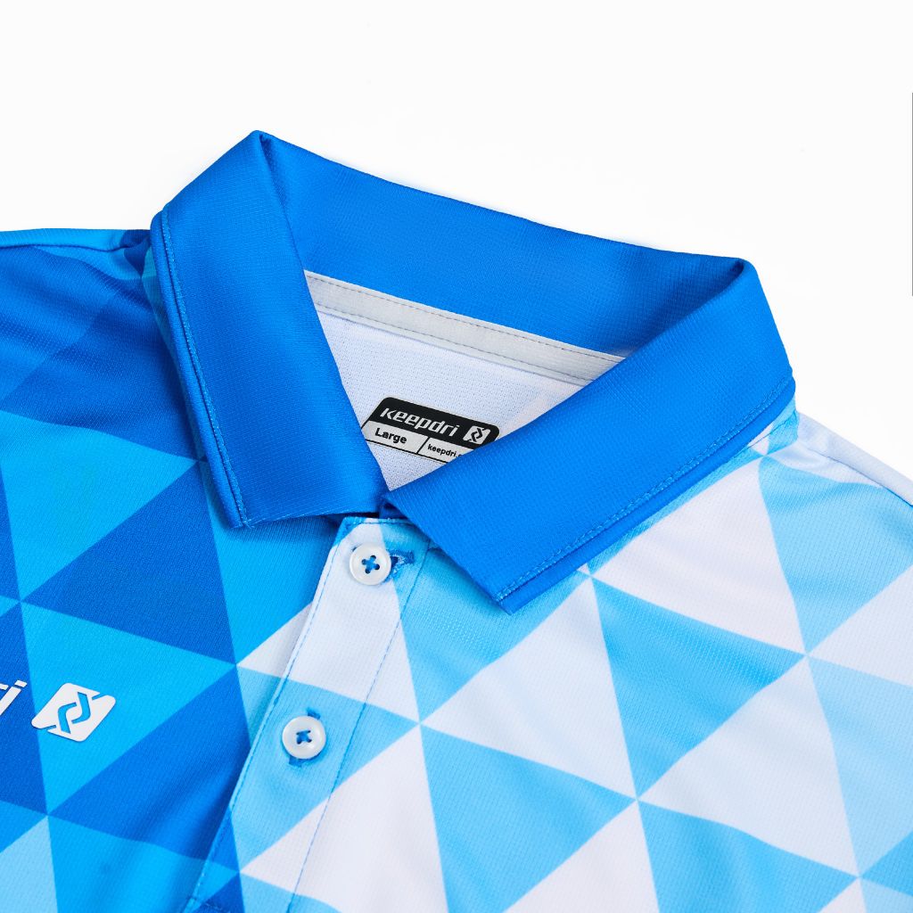 Áo Pickleball - Tennis polo họa tiết xanh ya phối trắng