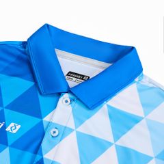 Áo Pickleball - Tennis polo họa tiết xanh ya phối trắng