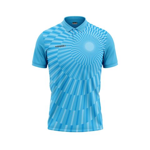 Áo thun đồng phục polo họa tiết xanh ya