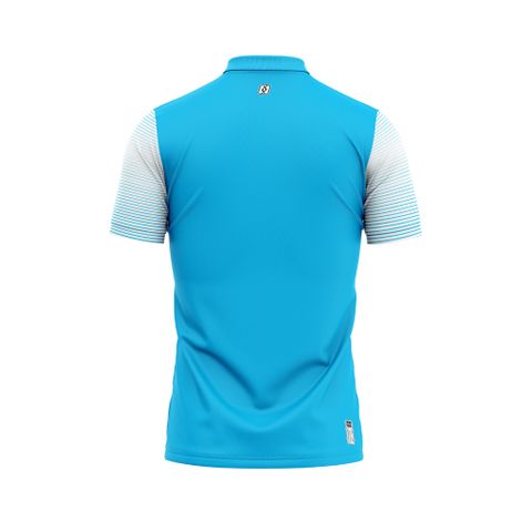 Áo thun đồng phục polo họa tiết xanh ya phối trắng