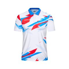 Áo Pickleball - Tennis polo họa tiết trắng phối xanh