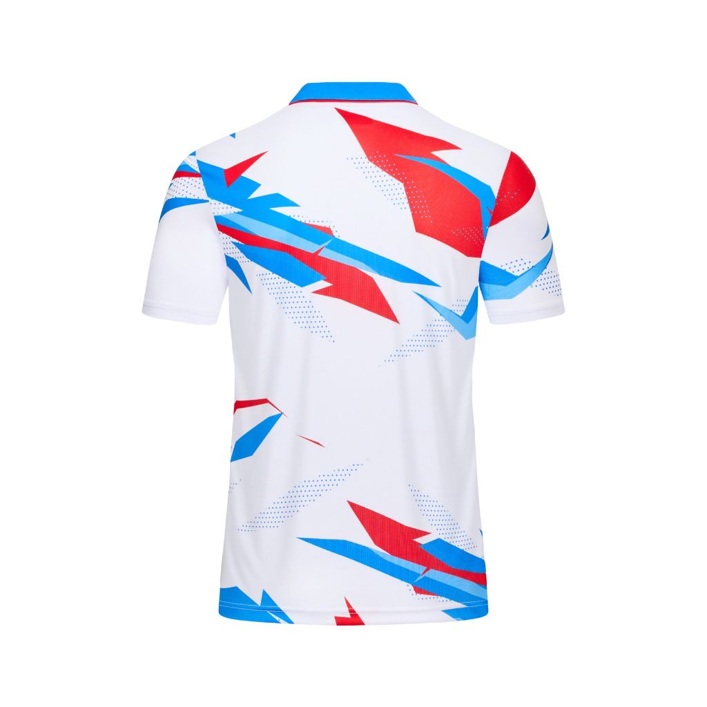 Áo Pickleball - Tennis polo họa tiết trắng phối xanh