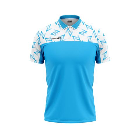 Áo thun đồng phục polo xanh ya phối họa tiết trắng