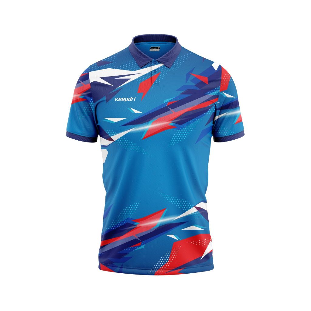 Áo Pickleball - Tennis polo họa tiết trắng phối xanh