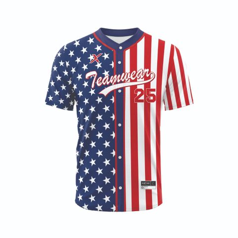 Custom Baseball Jerseys - USA Flag Pattern BB02