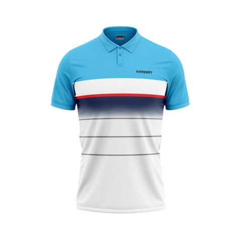 Áo Pickleball - Tennis polo họa tiết kẻ sọc phối xanh ya