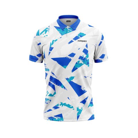 Áo Pickleball - Tennis họa tiết trắng phối xanh