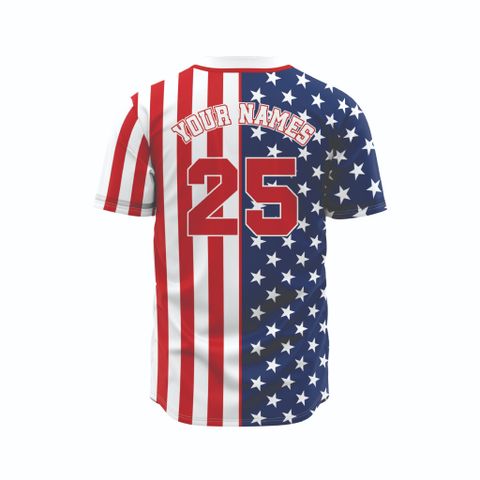 Custom Baseball Jerseys - USA Flag Pattern BB02