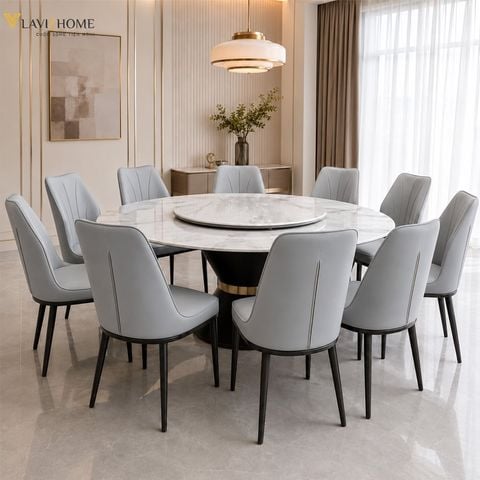 Bộ bàn ăn tròn 10 ghế Nova HAG3 cao cấp