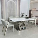  Bàn Ăn Inox Tráng Gương Mặt Đá HAK93 