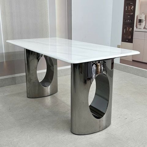 Bàn ăn Laviehome HAK98 mặt đá vi tinh thể khung inox chắc chắn