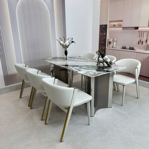  Bộ Bàn Ăn Mặt Đá HAK22 + Ghế Ariston HAG55 Nhập Khẩu 